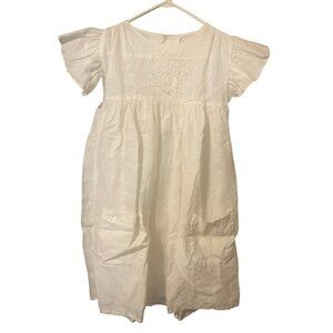 Vtg Lee & Lee Dallas Texas Linen Girls Battenburg Lace Long Christening Dress M